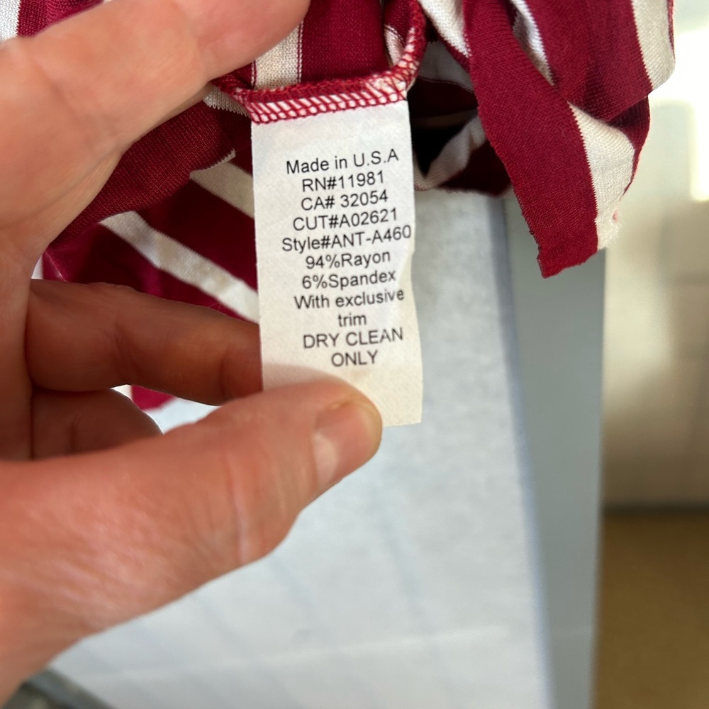 Anthropologie Bailey44 maroon and white striped long sleeved V-neck top - Picture 3 of 4